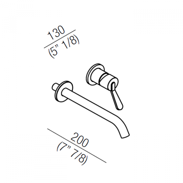 Agape Fez 2 Настенный смеситель для раковины, однорычажный, илив: 200мм, цвет: черынй
