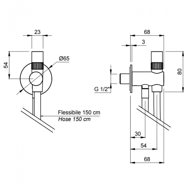 Antonio Lupi Vibro Ручной душ, с держателем и шлангом, цвет: шлифованная сталь