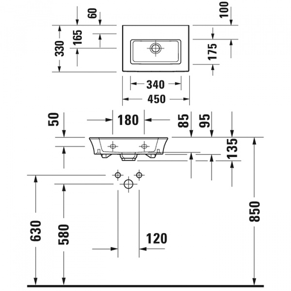 Duravit White Tulip Раковина 45х33см, без перелива, без отв., WonderGliss, цвет: белый