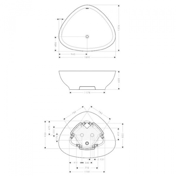 Axor Massaud Ванна отдельностоящая 189x153xh62 см