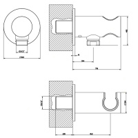 Gessi Shower316 Держатель для душевой лейки с выводом воды на 1/2", цвет: шлифованная сталь
