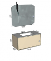 Cerasa Des Комплект подвесной мебели 105 см, цвет RAL 1013 Bianco opaco с фасадной частью цвет  Bianco Opaco, с интегрированной раковиной , акриловой столешницей белой матовой,зеркалом и светильником черным матовым