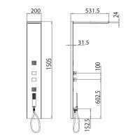 Bossini Manhattan Душевая панель 150x50x20см, 4 режима,монокомандный смеситель, цвет: хром