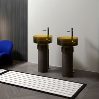 Antonio Lupi Bolgheri Раковина 50х90 см, без отв., напольная, слив в пол, с сифоном и донным клапаном, пьедестал из пробки Natural, Cristalmood, цвет: Gran_cru