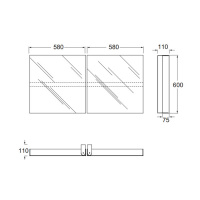 AZZURRA Зеркальный шкаф двойной 116х60см