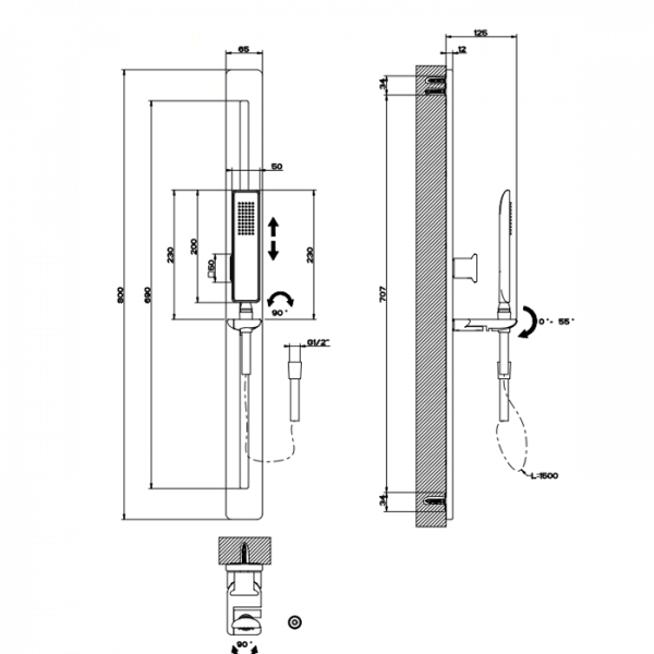 Gessi iSpa Душевая штанга с ручным душем , цвет: хром