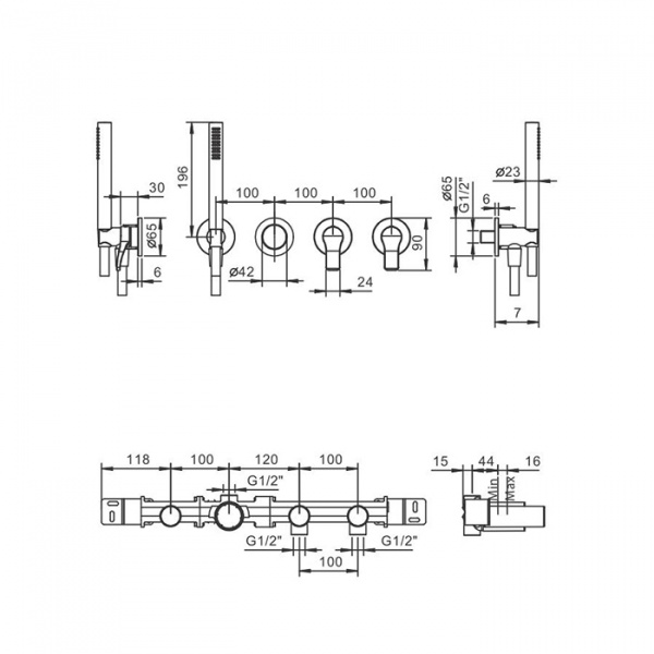 Fantini AL/23 Встроенный смеситель для ванны, без излива, цвет: хром