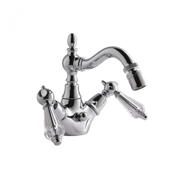 Carlo Frattini Herend Chic Смеситель для биде на 1 отверстие с вращающимся изливом, ручки Swarovski, цвет: хром