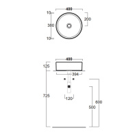 SIMAS Folio Раковина круглая накладная ø40x13 см, без отв под смеситель, цвет: белый
