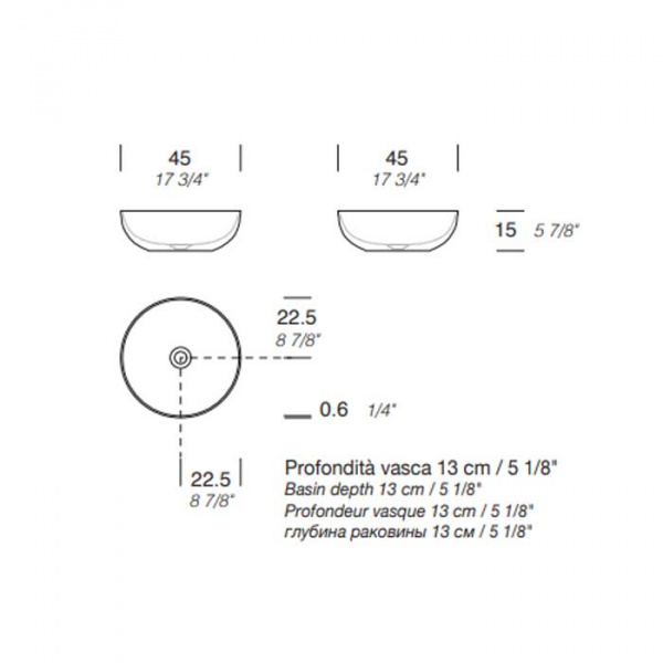 NOORTH milldue edition Раковина 45х15 см, без отв., накладная, цвет: белый