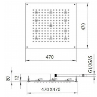 BOSSINI DREAM-CUBE Верхний душ 470 x 470 мм, с 8 LED  RGB, блок питания/управления, Cromoterapia, гибкая подводка, цвет: хром