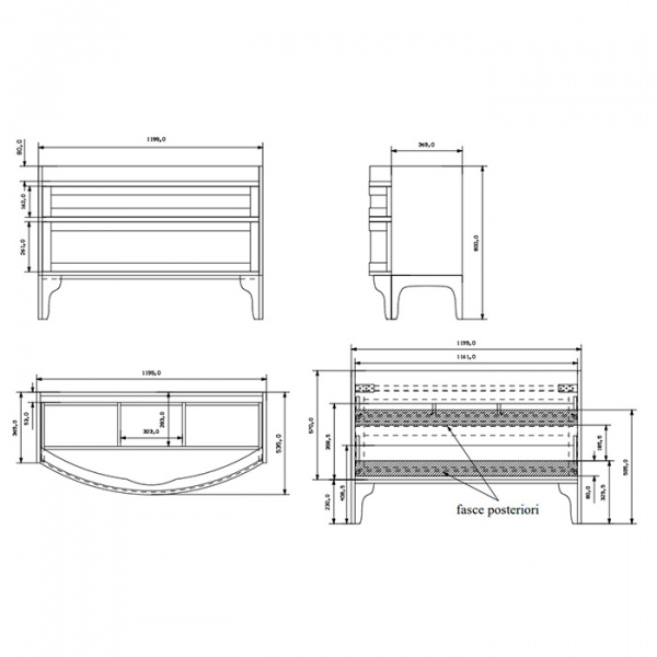 EBAN Gloria Комплект мебели 121см  база под раковину подвесная,  с 2 выдвижными ящиками, доводчики Blum, с раковиной и зеркалом , ручки золото, 120х37/54хh57см, Цвет: Tundra