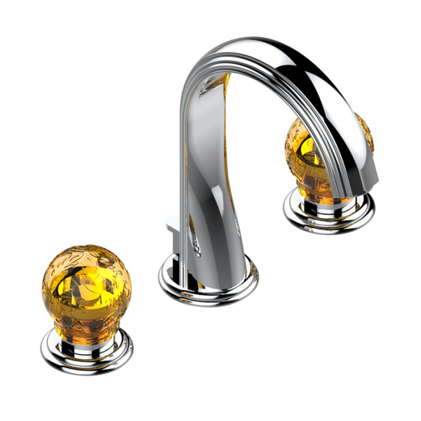 THG Flore Смеситель для раковины, 3 отв., цвет: хром/хрусталь