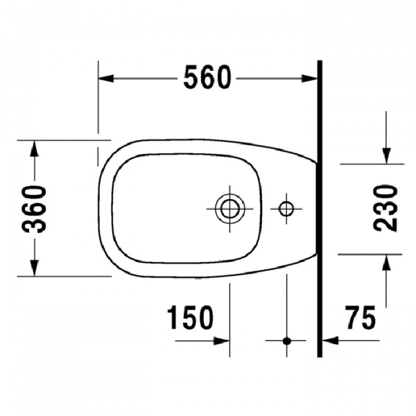 Duravit D-Code Биде напольное, пристенный вариант,с перел., с 1 отв. под смес., 36x56см, Цвет: Белый