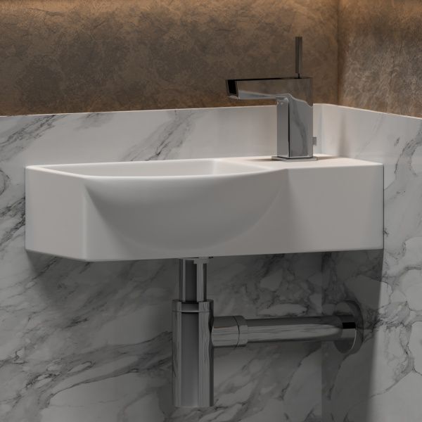 Умывальник подвесной прямоугольный  с крепежом (чаша слева, отверстие под смеситель справа) Element 400*220*120мм Ceramica Nova белый 