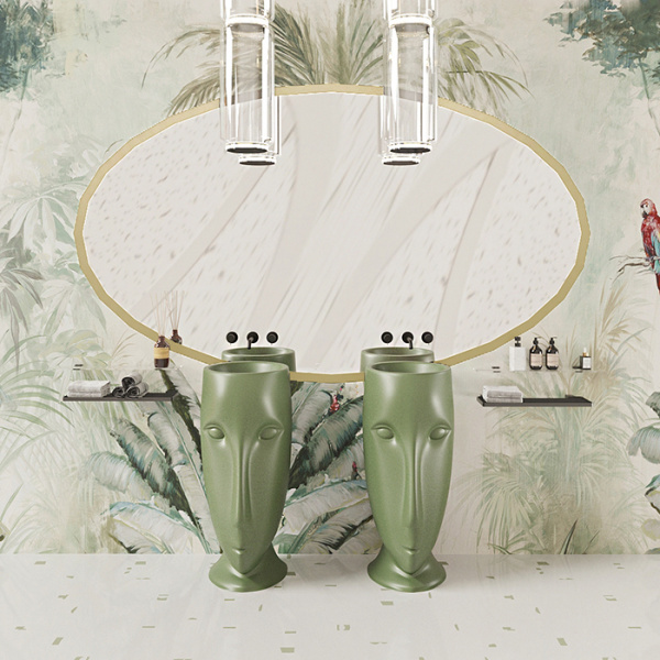 Kerasan Artwork Раковина 45х51х94.5 см, без отв., свободностоящая &quotMOLOCO&quot, слив в стену, цвет: Verde