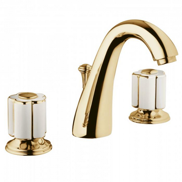 Смеситель для раковины Bongio Fleur Blanc, цвет: золото/белый фарфор