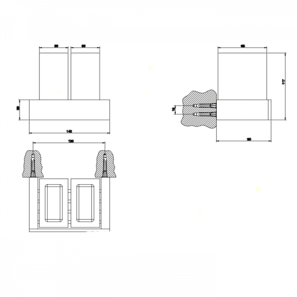 Gessi Rettangolo Стакан подвесной двойной, цвет: хром/черный