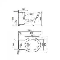 Sbordoni Palladio Подвесное биде 60.5х37см, с внешн./внутр. подачей воды, 1 отверстия для смесителя, белое/отверстие бронза