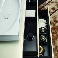 VITAGE milldue edition RITZ Комплект мебели с базой, раковиной PARIGI, зеркалом BERLINO, 181см, Цвет: стекло cannete-75/бл. лак riso-09