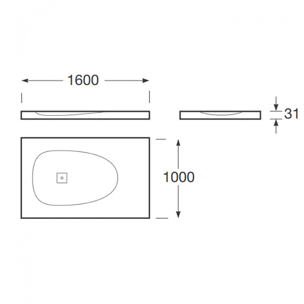 Armani Roca Baia Душевой поддон 160х100х3.1см с боковым сливом, с anti-slip, мат-л: Stonex, цвет: off-white