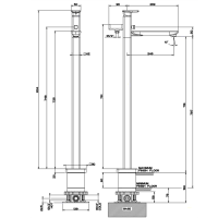 Gessi iSpa Напольный смеситель для ванны, комбинируется с ручным душем 41154/41354+29744, внешняя часть, цвет: хром