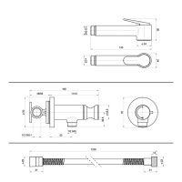 Bossini Paloma Brass Гигиенический душ с прогрессивным смесителем, лейка металлическая, шланг металлический, цвет: брашированный никель