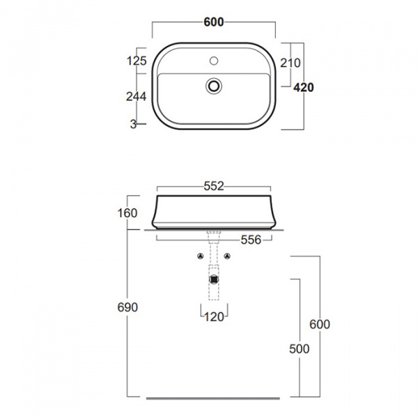 SIMAS Sharp Раковина 60х42 см, 1 отв., цвет: белый