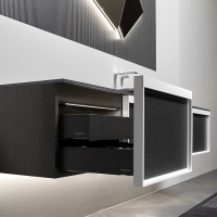 Antonio Lupi Bemade Комплект мебели с тумбами под раковину, раковиной Nero Marquinia, зеркалом с подсветкой, 54 см, цвет: Rovere ardesia