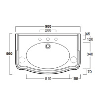 SIMAS Arcade 90 Раковина 90х56 см, 3 отв., цвет: белый