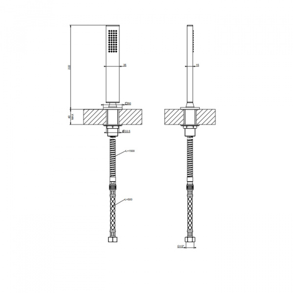Gessi Rettangolo Душевая лейка выдвигающаяся, с держателем, цвет: Black XL
