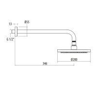 Gattoni PD Верхний душ с держателем из стены 346мм до центра, диаметр лейки 180мм, цвет: хром