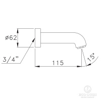 Stella Aster Настенный излив для ванны 0/251, длина 115мм, цвет: хром
