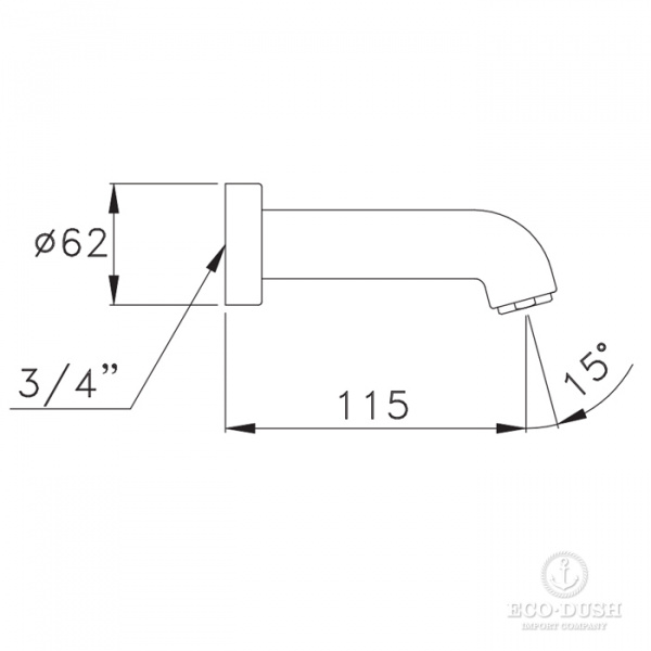Stella Aster Настенный излив для ванны 0/251, длина 115мм, цвет: хром
