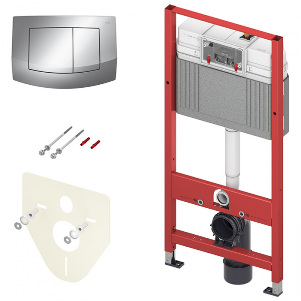 TECEbase Модуль (4в1) в комплекте: панель смыва TECEambia хром глянец, крепления, звукоизолирующая прокладка 9400005