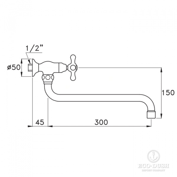 Stella Roma Настенный смеситель 3194/300, излив 300мм, цвет: хром