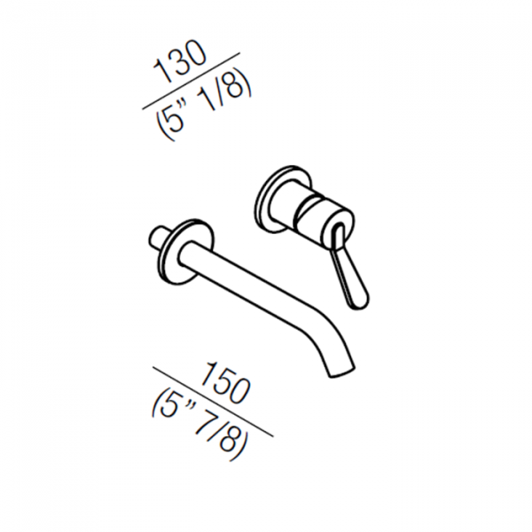Agape Fez 2 Настенный смеситель для раковины, однорычажный, илив: 150мм, цвет: черынй