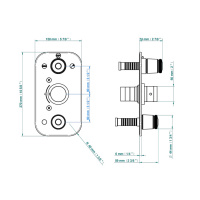 THG CORVAIR Смеситель для душа встраиваемый, термостатический, с запорным вентилем и переключателем на 2 положения, внешняя часть, цвет: хром