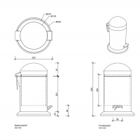 Decor Walther TE 30 Ведро 17xh31см, с педалью и крышкой, напольное, цвет: золотой лак