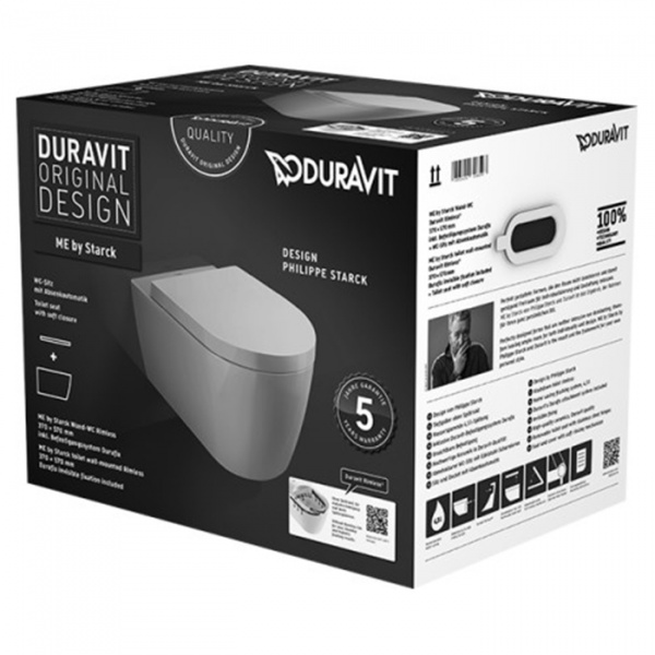 Duravit Me by Starck Комплект: подвесной унитаз 56х37см, Rimless 252909+ сиденье с мягким закрыванием 002009