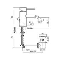 Gattoni Logos Смеситель для биде с донным клапаном, излив 130мм, хром