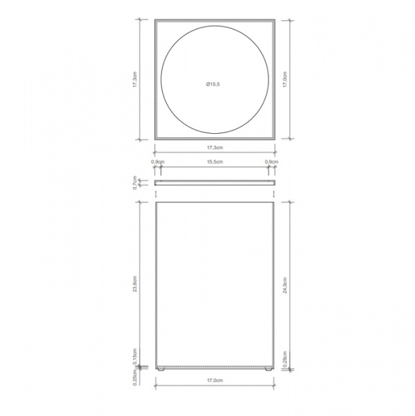Decor Walther DW 74 Корзина для бумаги 17x17x24см, настольная, цвет: темная бронза