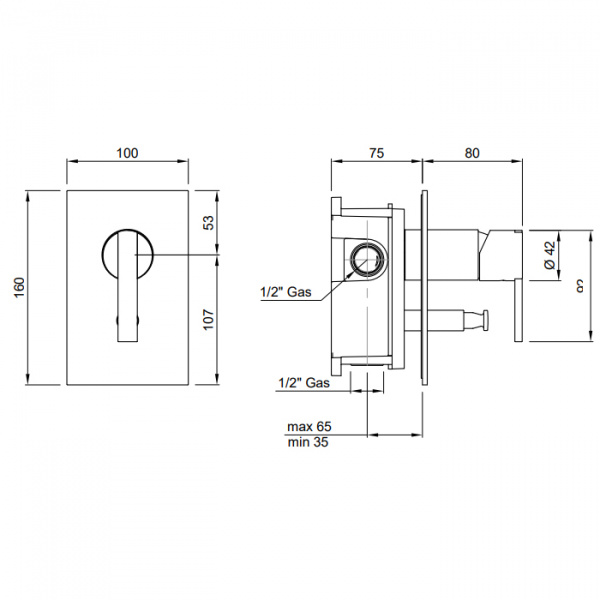 Antonio Lupi Bikappa Смеситель для душа, встраиваемый, с распределителем, цвет: хром