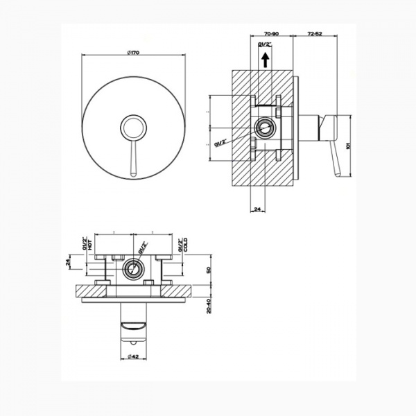 Gessi Goccia Встраиваемый однорычажный смеситель, внешняя часть, цвет: хром