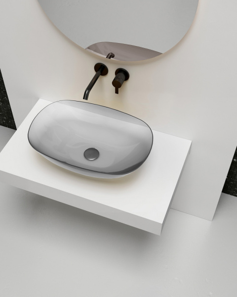 Раковина накладная прозрачная ABBER Kristall AT2809Perle жемчужная