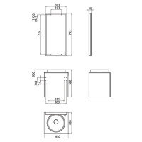 EMCO Asis Комплект мебели, отверстие для смесителя справа, зеркало с LED подсветкой, Ручка справа, 45см, белый