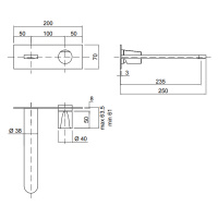 Antonio Lupi Indigo Смеситель для раковины, встраиваемый, излив: 250мм, цвет: графит