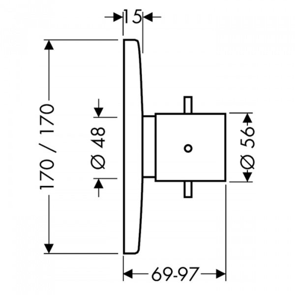 Axor Starck X Встраиваемый термостат для душа, 43 л/мин, внешняя часть, цвет: хром