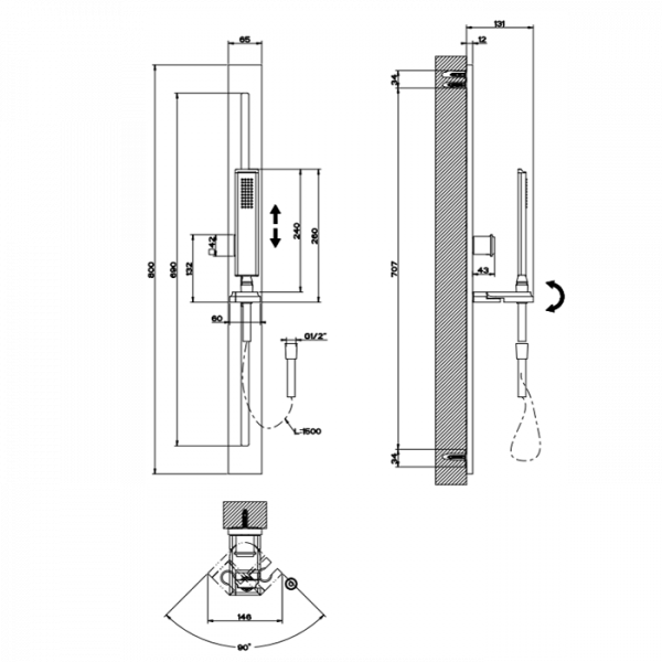 Gessi Eleganza Душевая стойка с ручным душем, цвет: золото