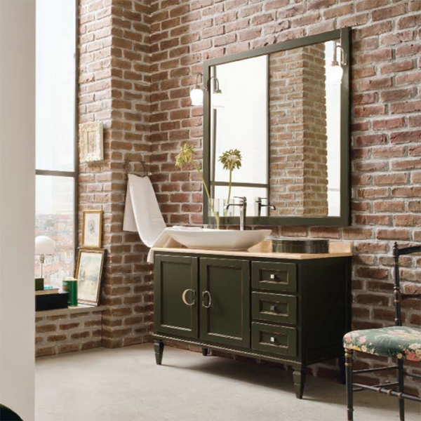 Cerasa York Комплект напольной мебели, с накладной раковиной и зеркалом со светильниками, 110 см, цвет: Green aged effect